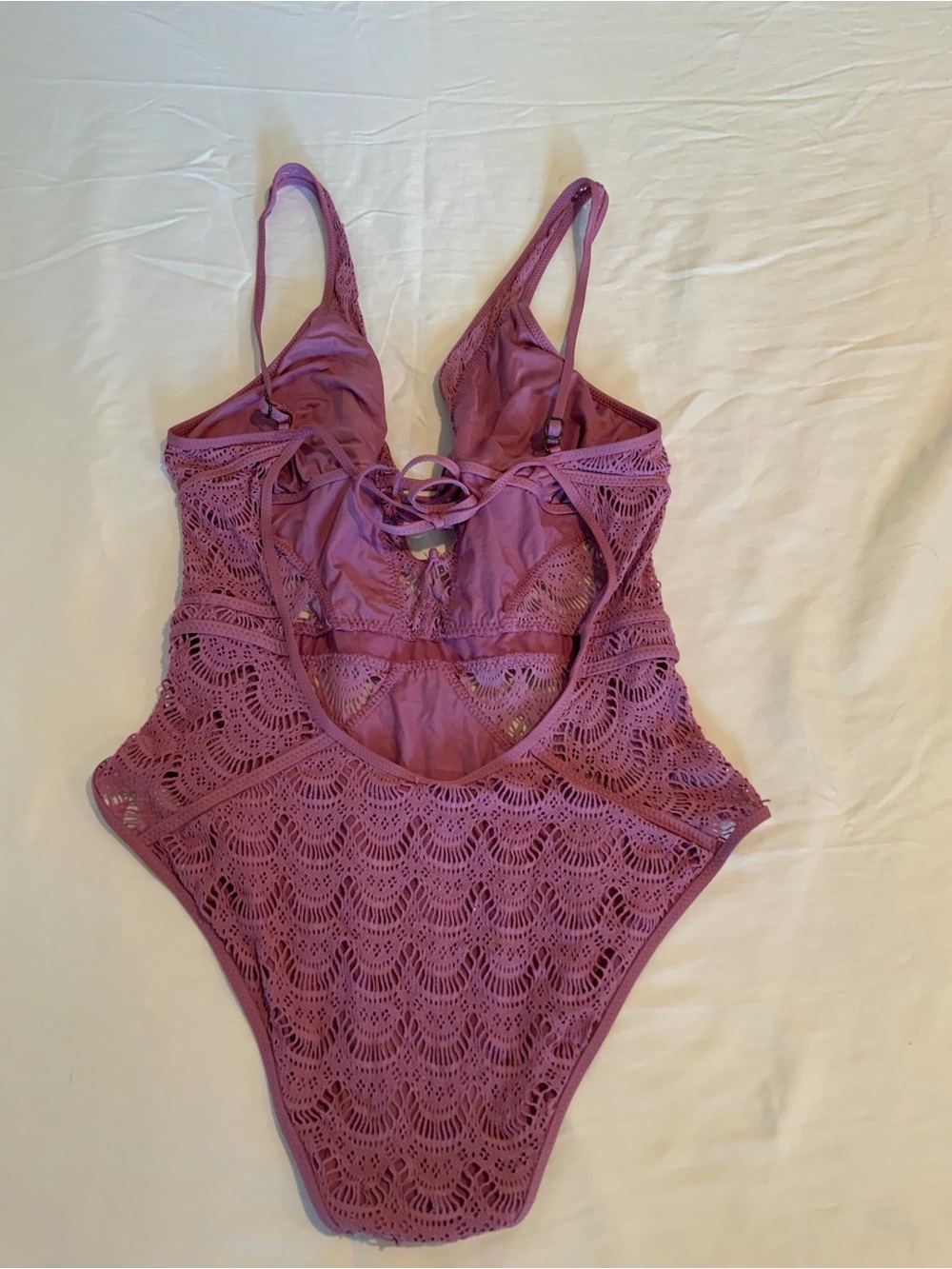 Becca Mauve Lace One-Piece Swimsuit - Picture 2 of 5